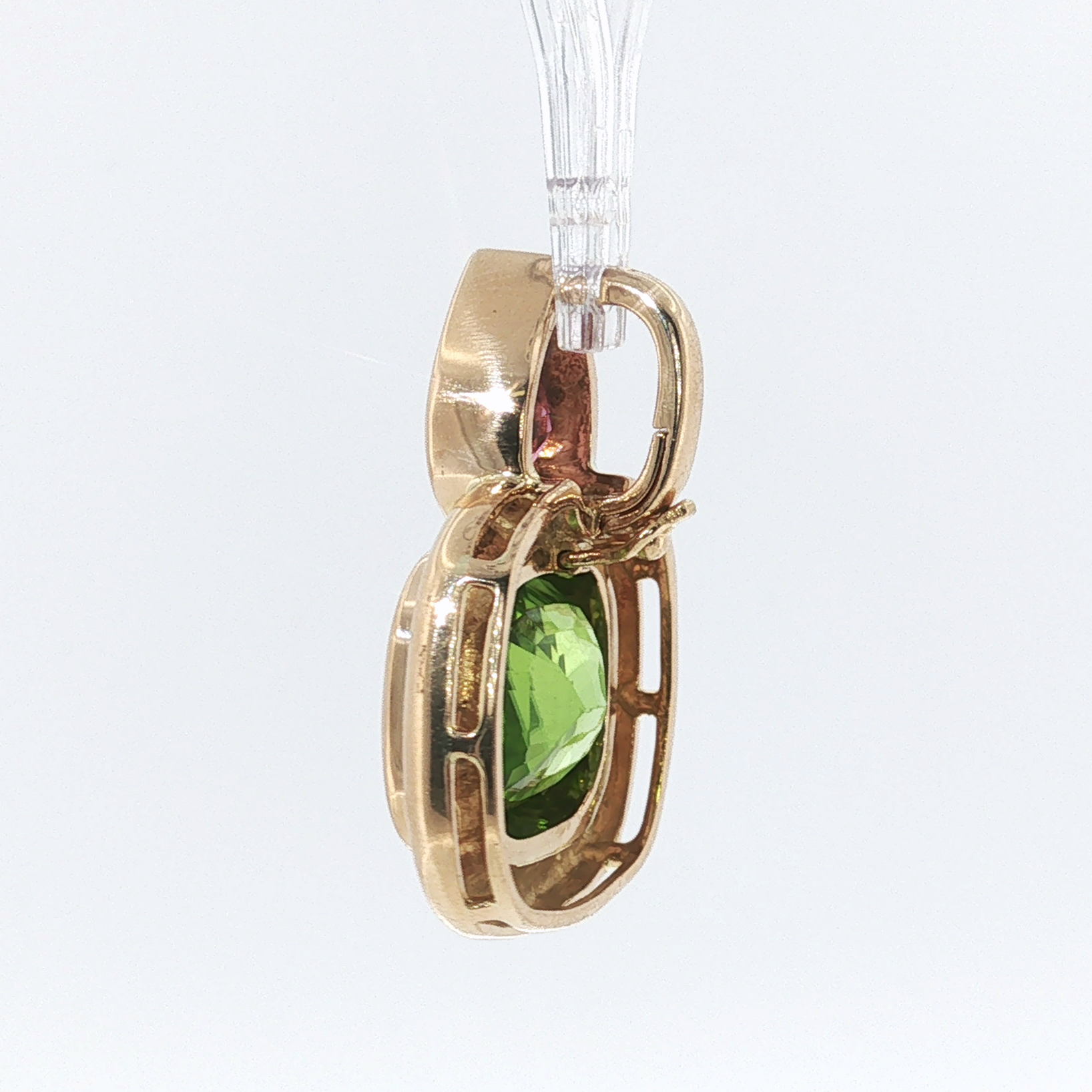 Springer's Pendants Page Estate Collection 18K Yellow Gold Peridot and Pink Tourmaline Enhancer Pendant