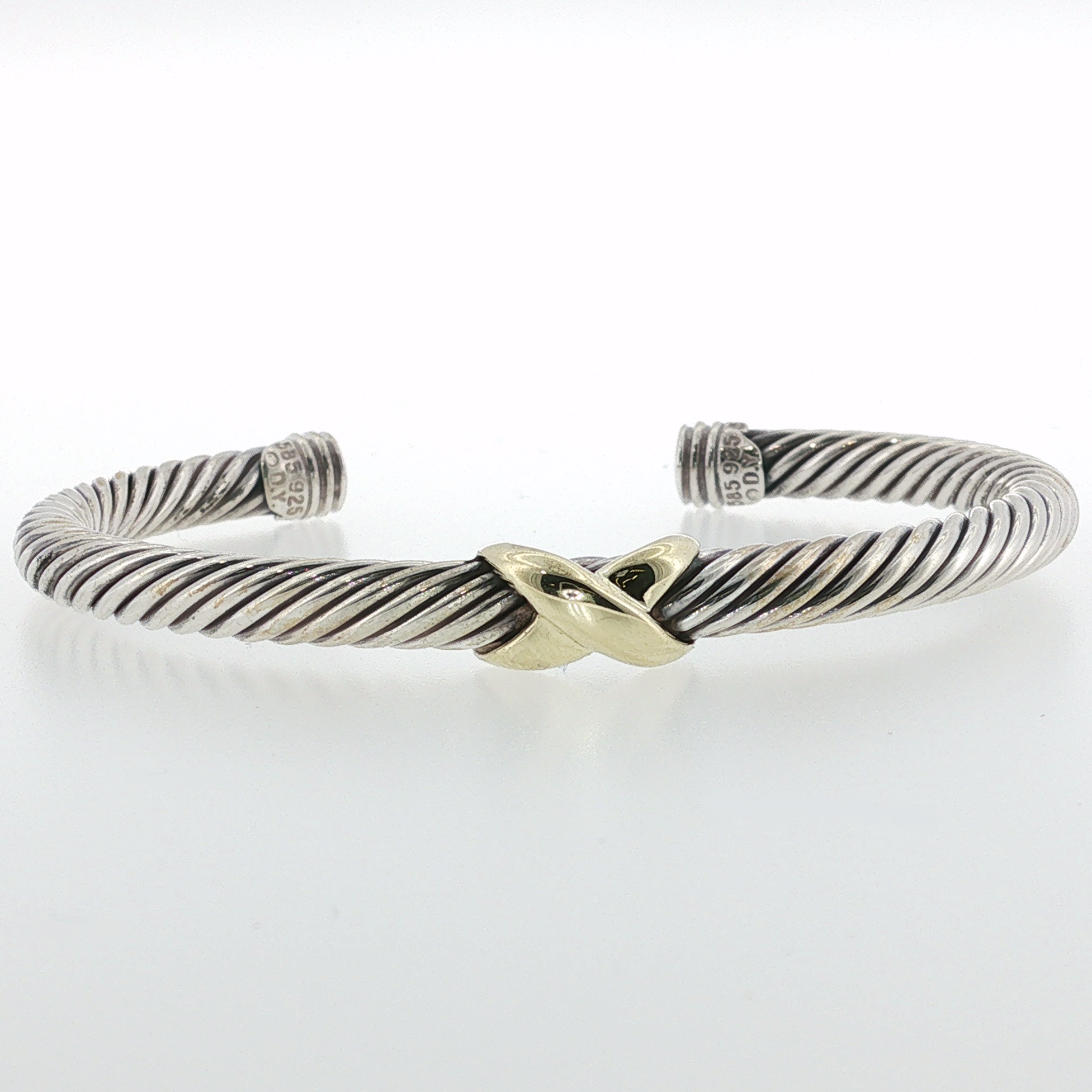 Springer's Bangles Page Estate Collection David Yurman Classic X Cable Cuff in Silver and Gold