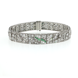Springer's Chain Bracelets Page Estate Collection Platinum Art Deco Diamond and Emerald Openwork Bracelet