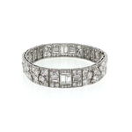 Springer's Chain Bracelets Page Estate Collection Platinum Art Deco Diamond and Emerald Openwork Bracelet