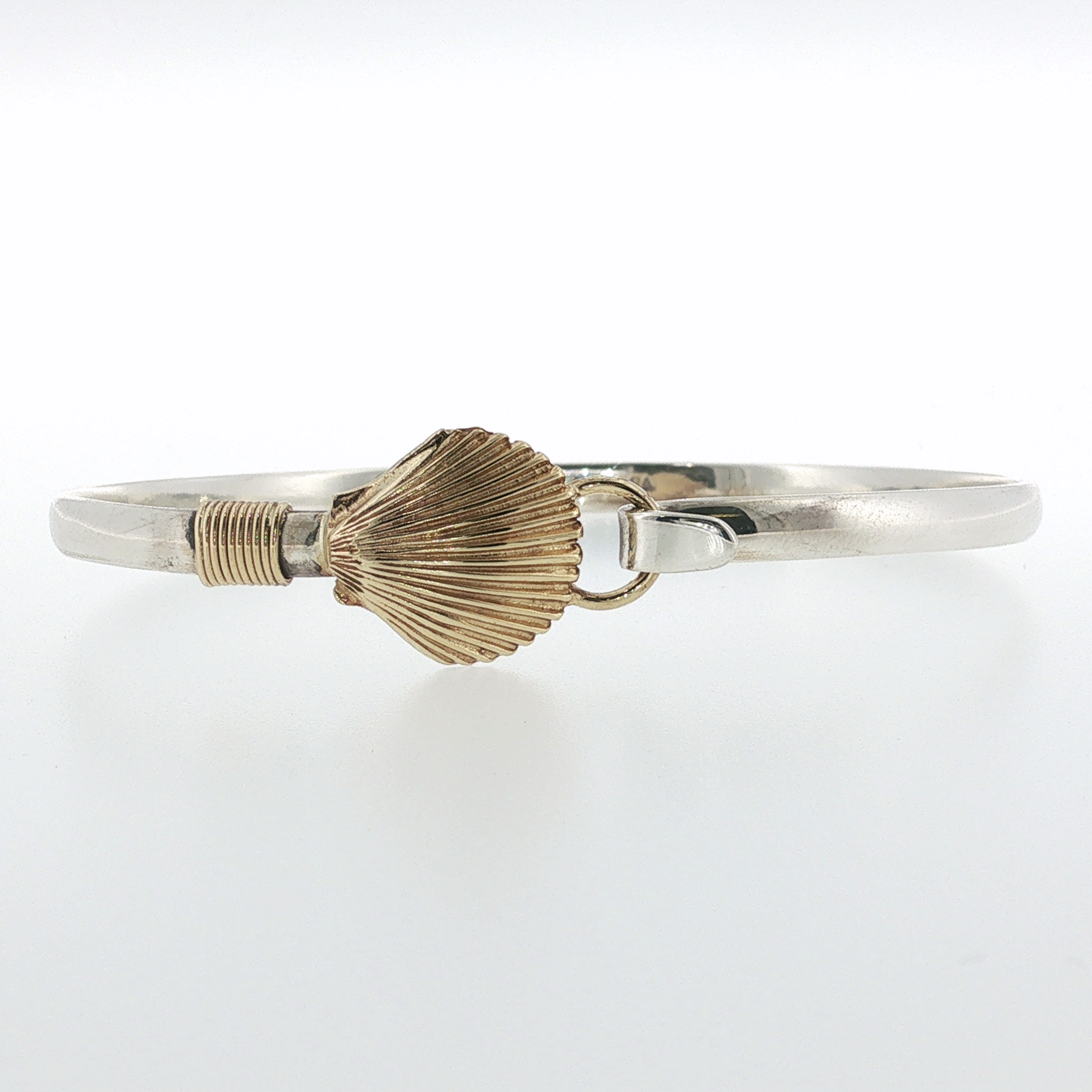Springer's Bangles Page Estate Collection Sterling Silver and 14K Yellow Gold Scallop Shell Cuff Bracelet