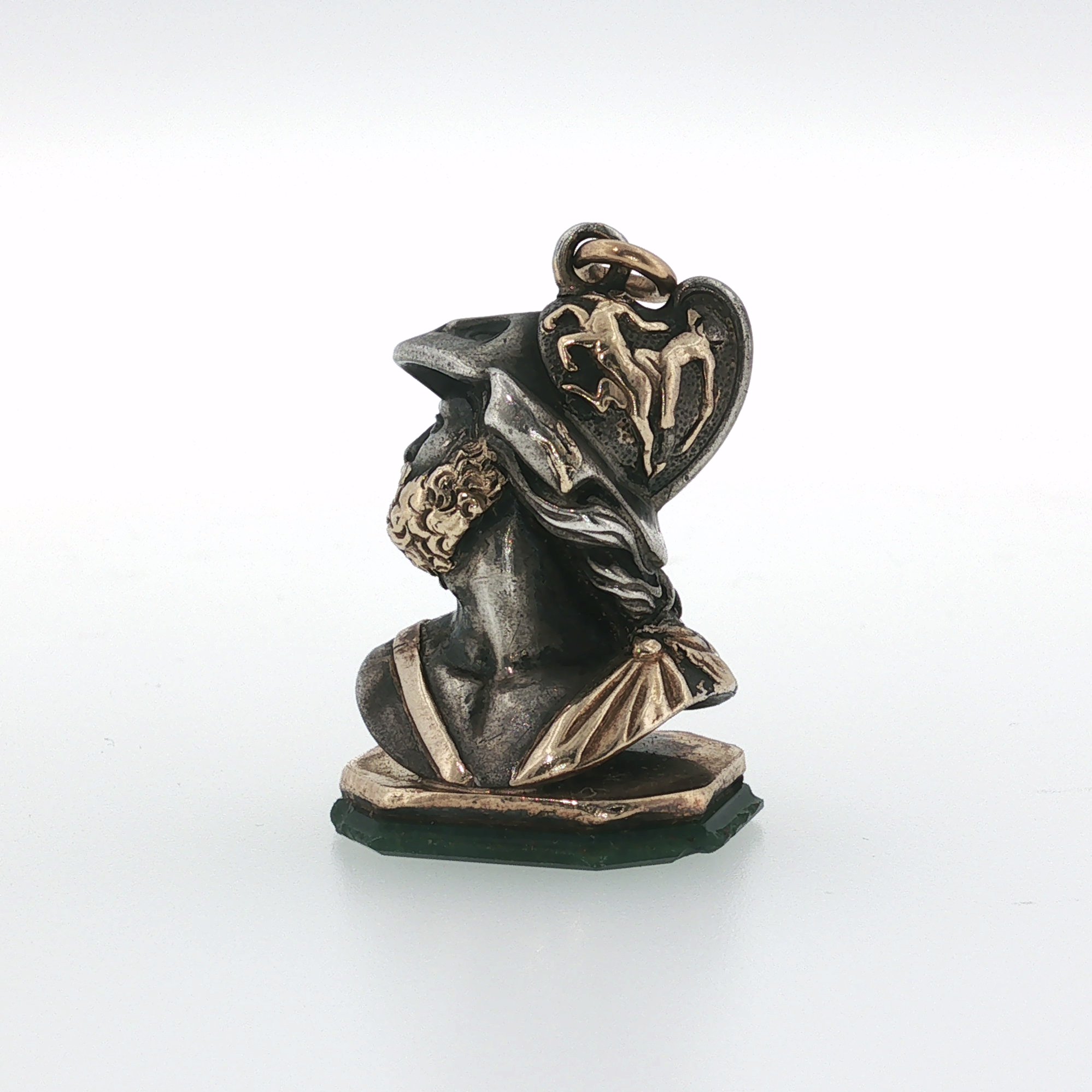Springer's Pendants Page Estate Collection Sterling Silver and 14K Yellow Gold Soldier Fob Pendant