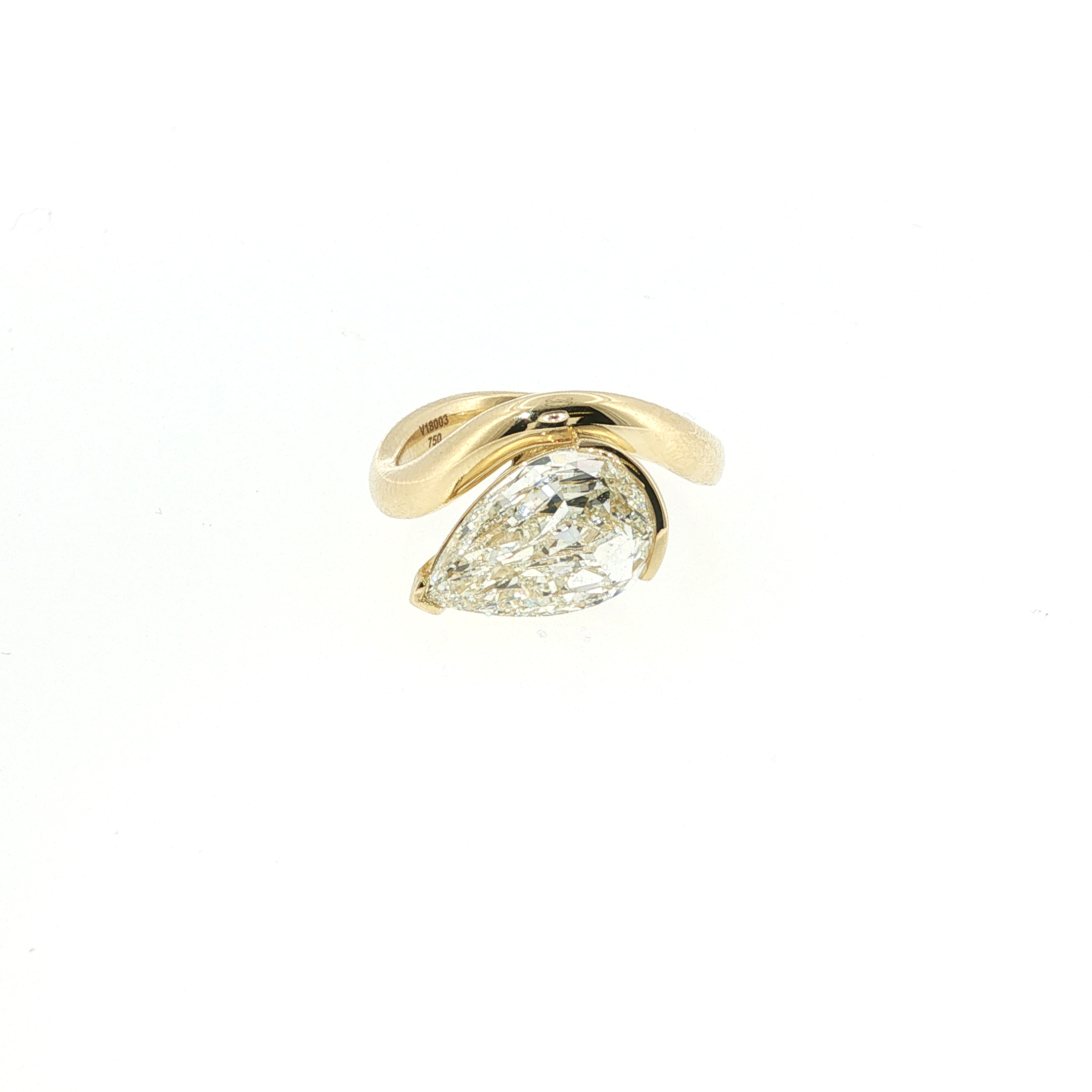 Christopher Designs 18K Yellow Gold Pear Diamond Sculptural Bypass Ring