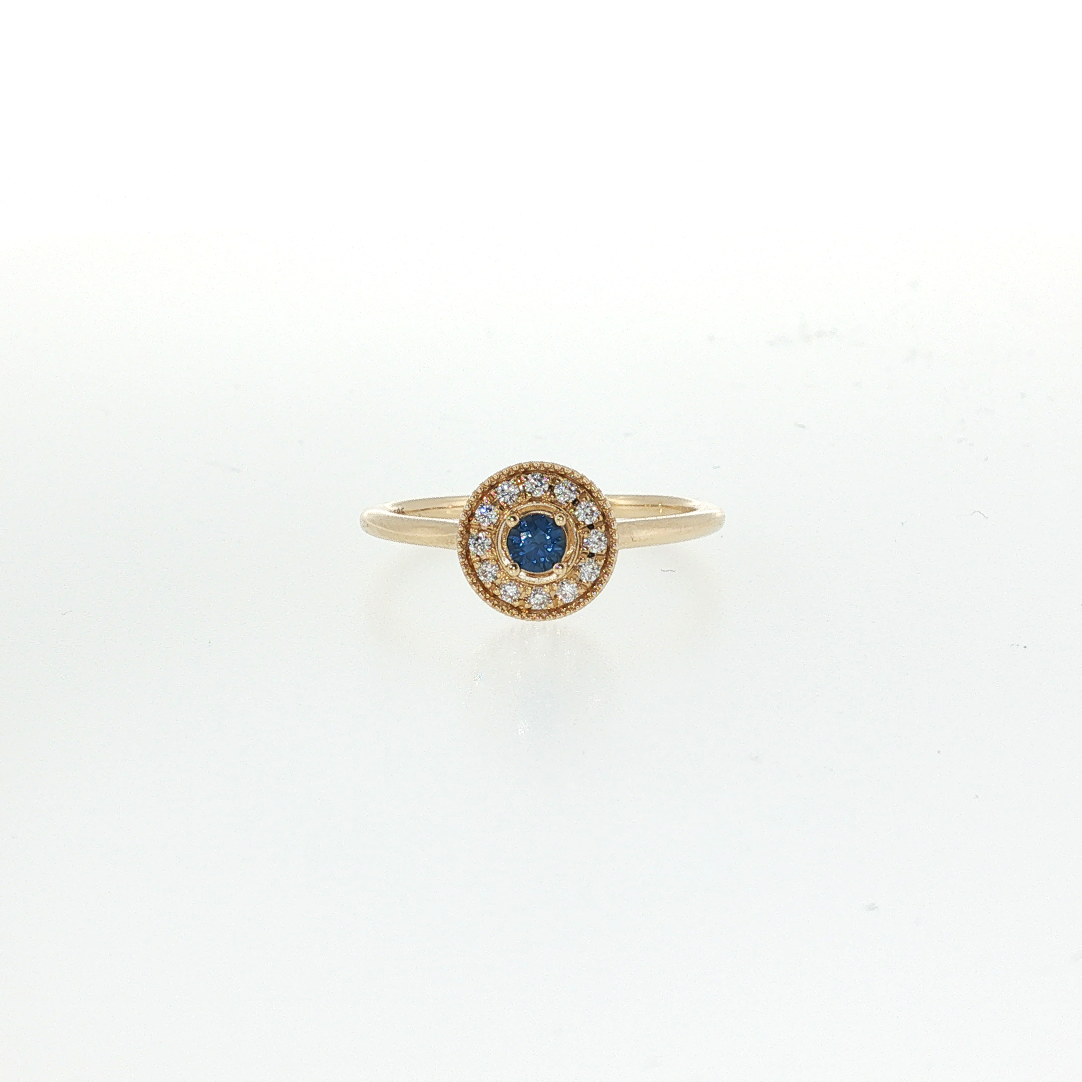 Springer's Forever 14K Yellow Gold Sapphire and Diamond Halo Ring - 0.13ct