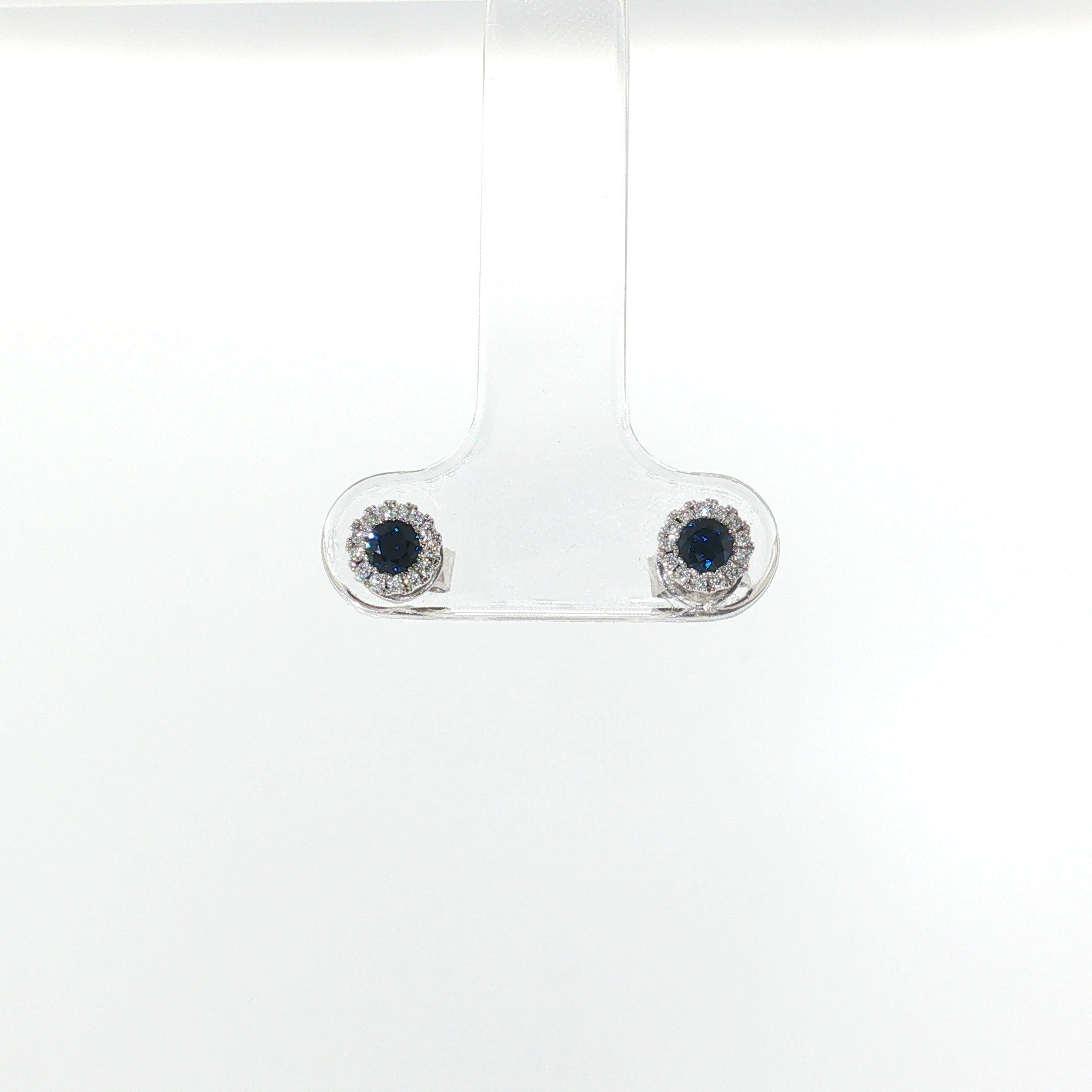 Springer's Forever 14K White Gold Sapphire and Diamond Halo Stud Earrings - 0.25ctw