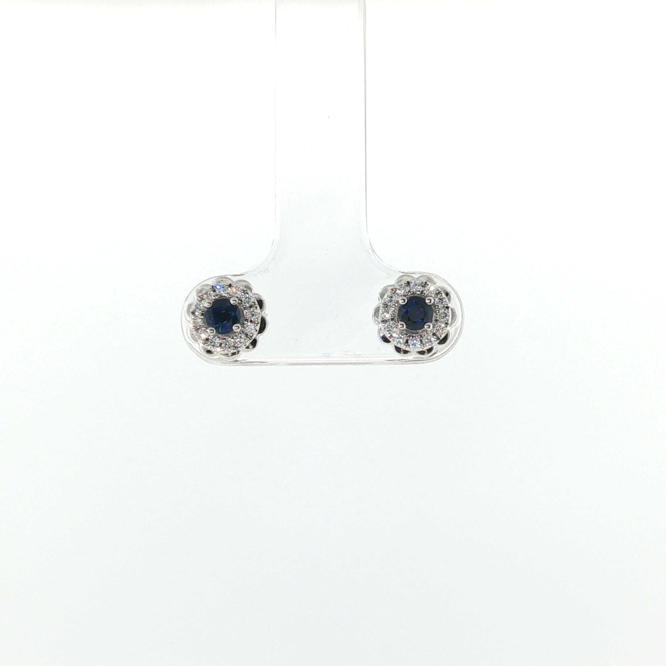 Springer's Forever 14K White Gold Sapphire and Diamond Halo Stud Earrings - 0.26ctw