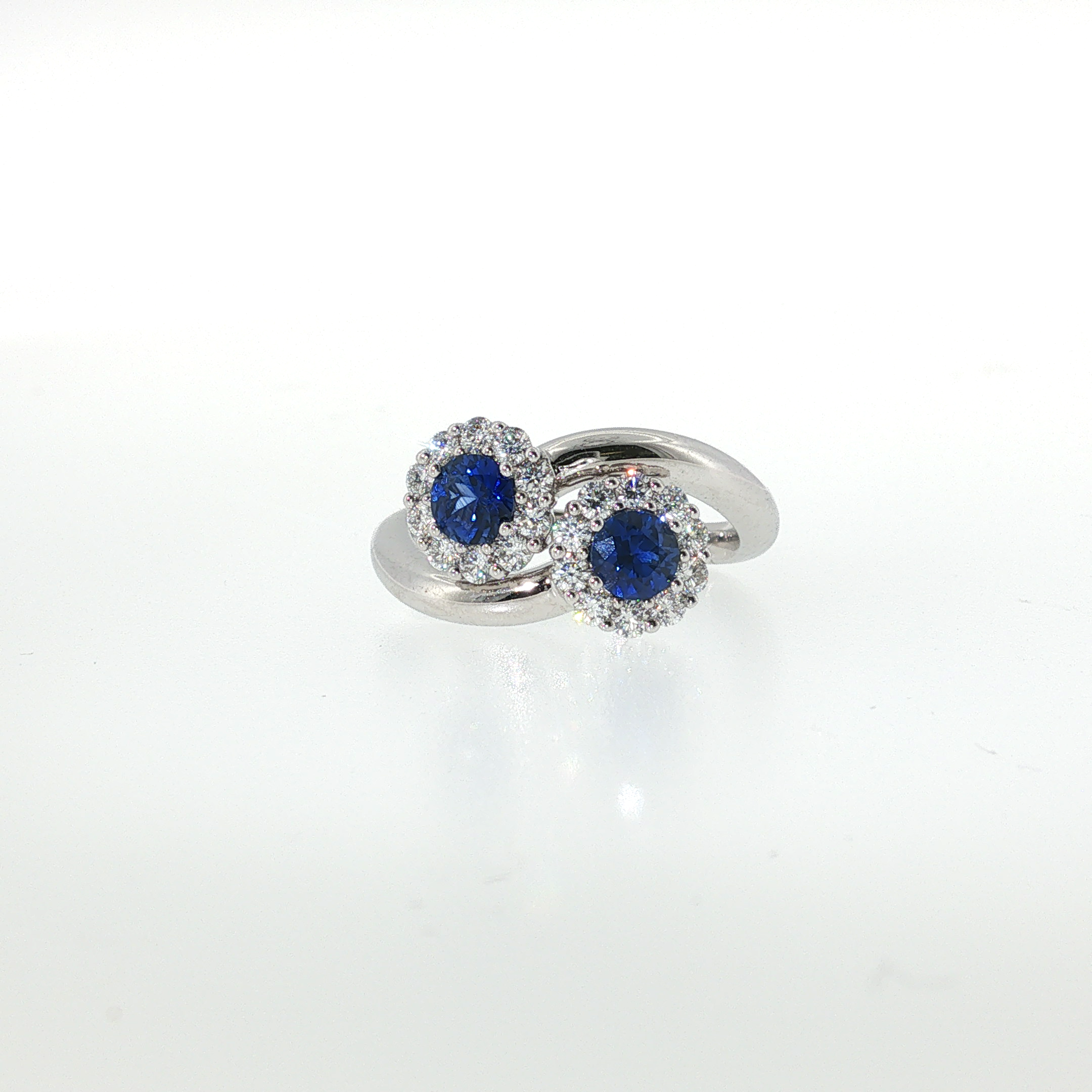 Springer's Forever 18K White Gold Sapphire and Diamond Bypass Ring - 0.64ctw