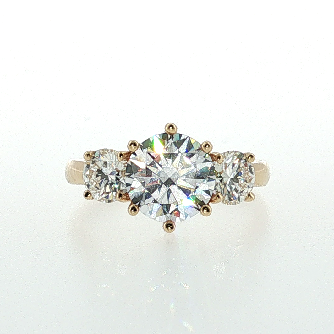 Springer's Multi-Stone Rings Vlora 14k Yellow Gold Diamond Three-Stone Engagement Ring Mounting