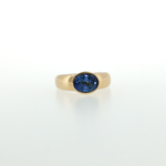 Springer's Solitaire Rings Vlora x Legacy 18k Yellow Gold East-West Oval Sapphire Bezel Ring