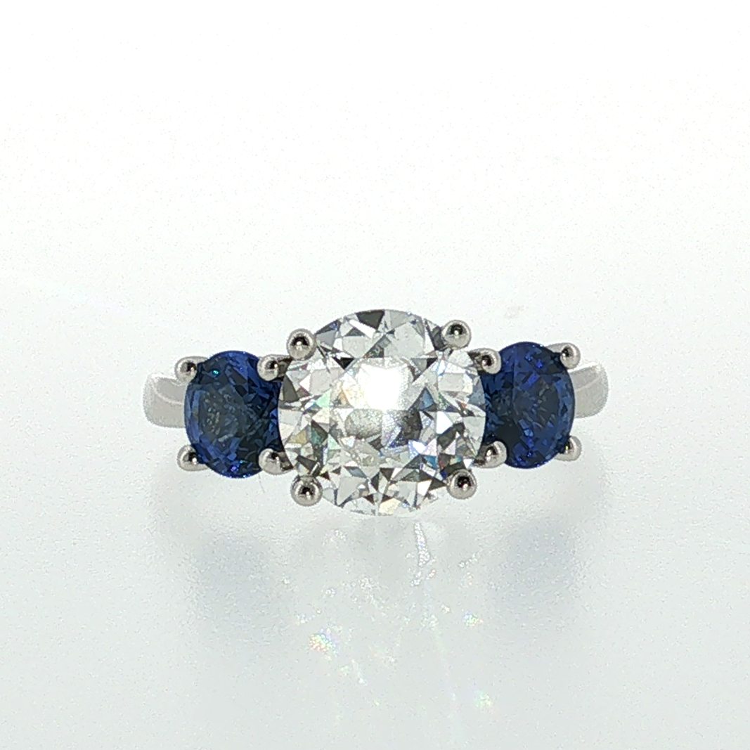 Springer's Multi-Stone Rings Vlora x Legacy Platinum Three-Stone Ring with 2.09ct Diamond and Sapphires