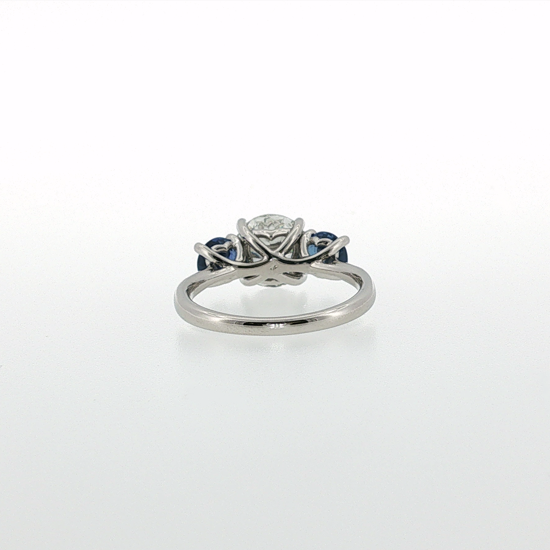 Springer's Forever by Vlora x Legacy Platinum Three-Stone Ring with 2.09ct Diamond and Sapphires