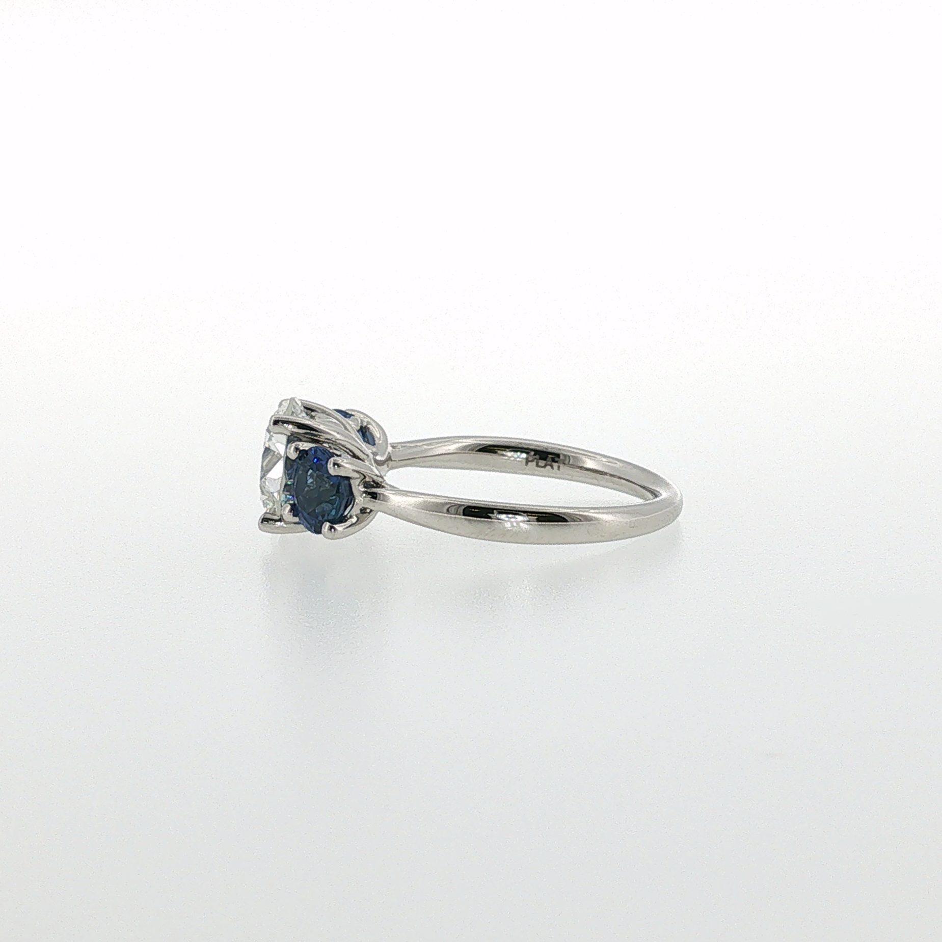 Springer's Forever by Vlora x Legacy Platinum Three-Stone Ring with 2.09ct Diamond and Sapphires
