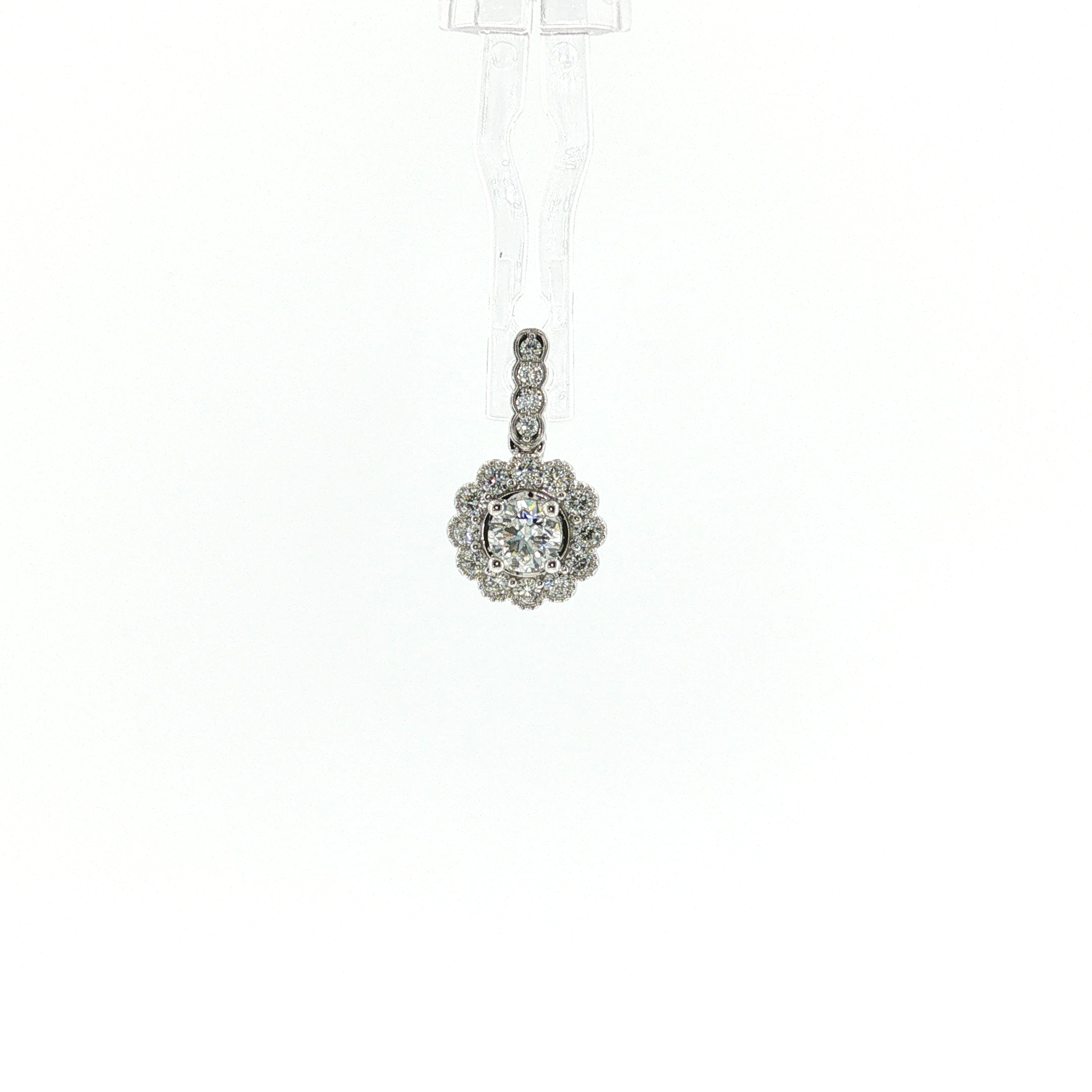 Springer's Forever 14K White Gold Diamond Floral Halo Pendant - 0.50ctw