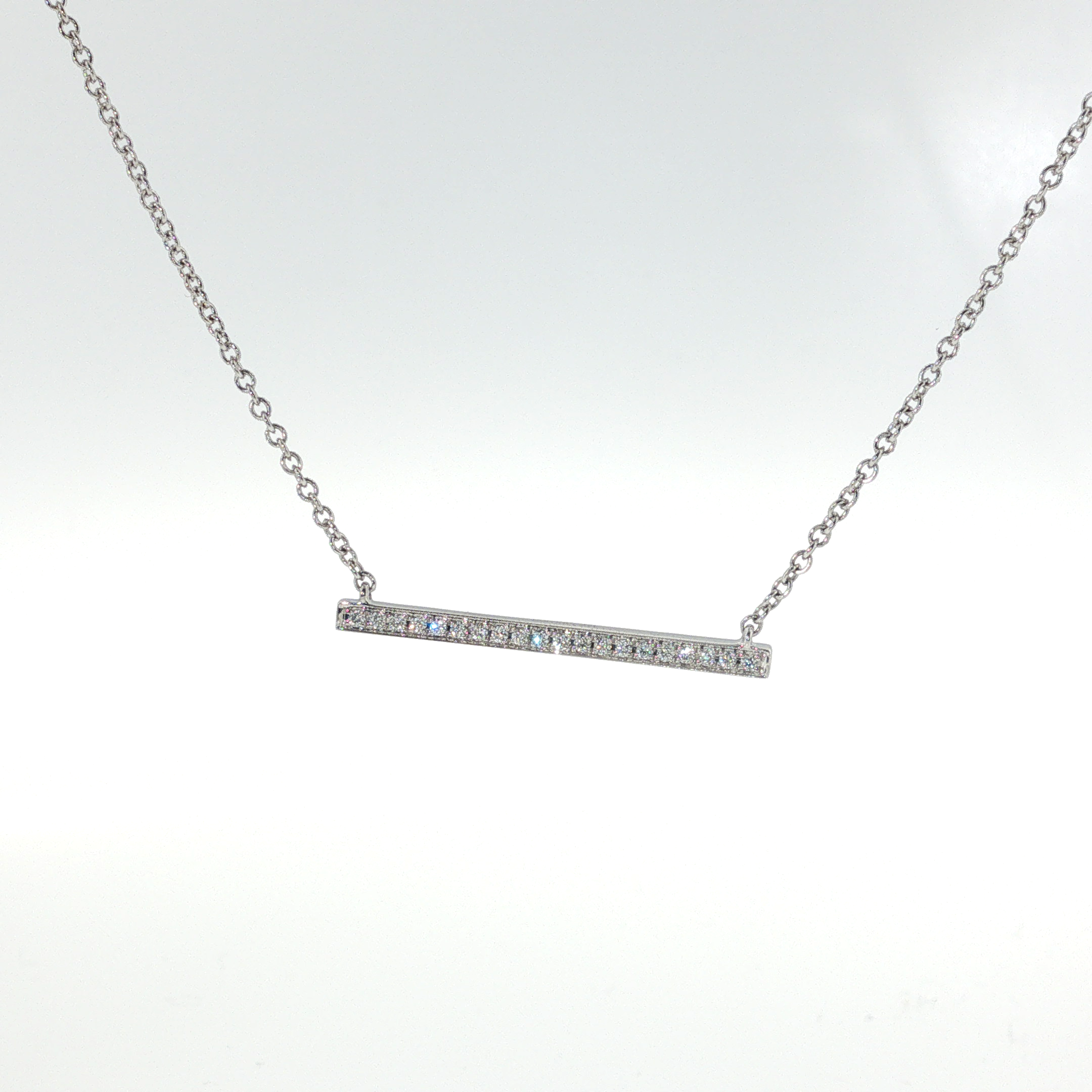 Springer's Forever 14K White Gold Diamond Pavé Bar Necklace - 0.07ctw, 17.5"