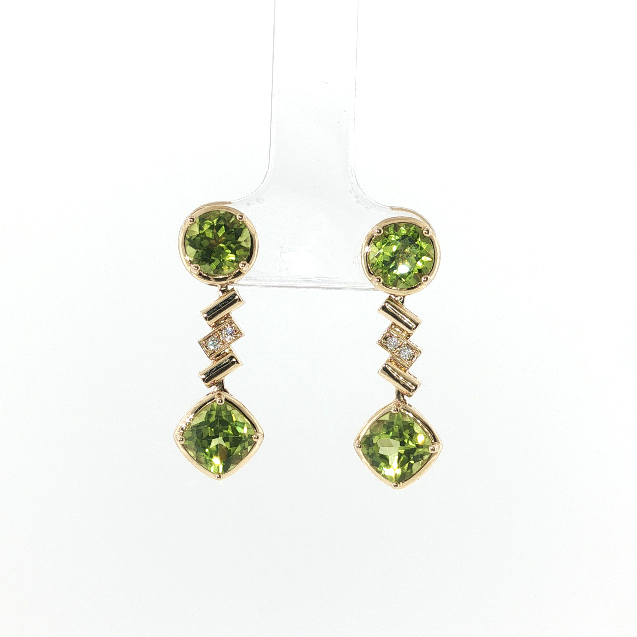 Springer's Forever 14K Yellow Gold Peridot and Diamond Geometric Drop Earrings - 4.14ctw
