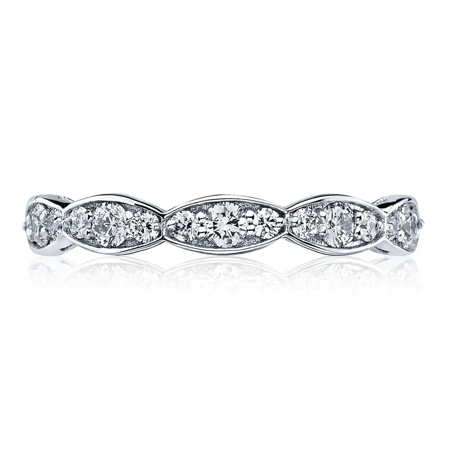 Tacori Engagement Wedding Band Tacori 18k White Gold Sculpted Crescent Marquise Design Wedding Band - 3mm 6.5