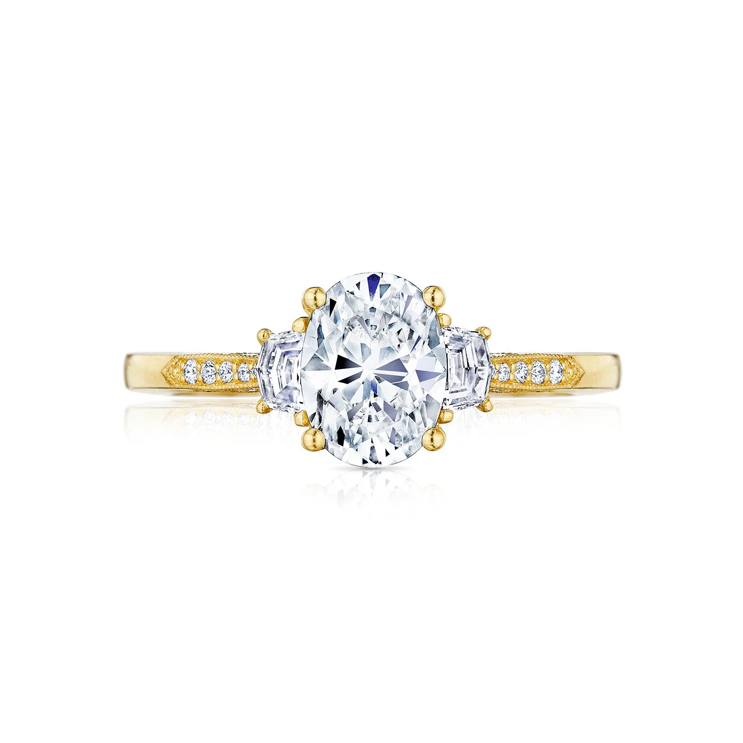 Tacori Engagement Engagement Ring Tacori 18k Yellow Gold Simply Tacori Oval and Cadillac Diamond Three-Stone Mounting