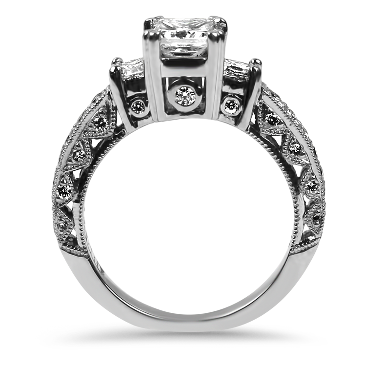 Tacori Engagement Engagement Ring Tacori Estate Platinum Classic Crescent Princess-Cut Diamond Ring 4.75