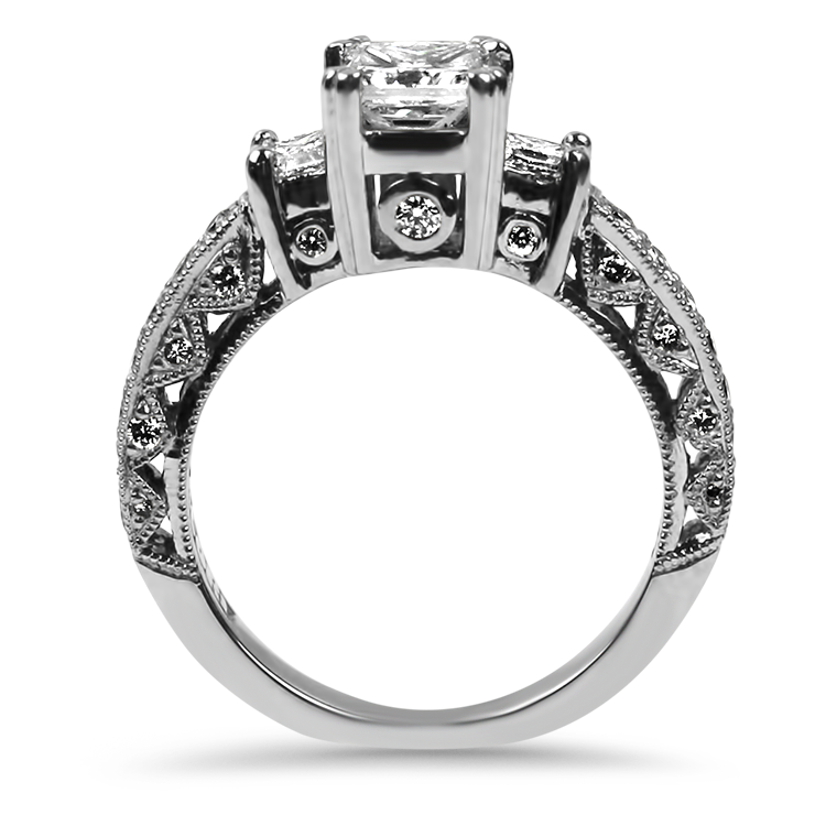 Tacori Estate Platinum Classic Crescent Princess-Cut Diamond Ring