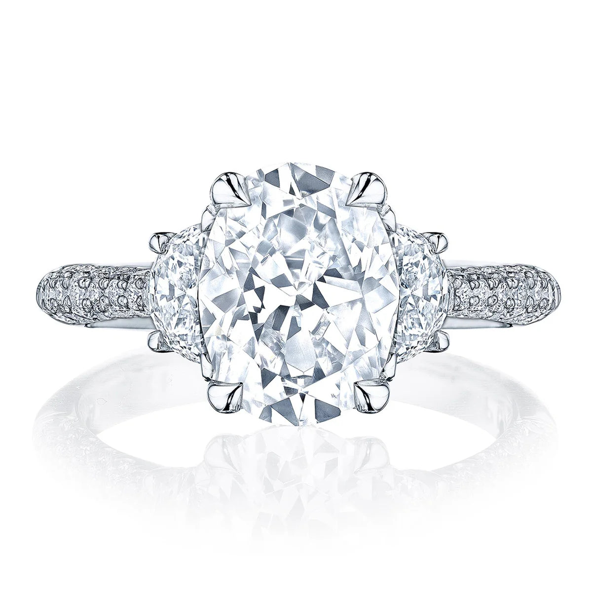 Tacori Engagement Engagement Ring Tacori Platinum Oval Three-Stone Founder's Collection RoyalT Engagement Ring Style Mounting