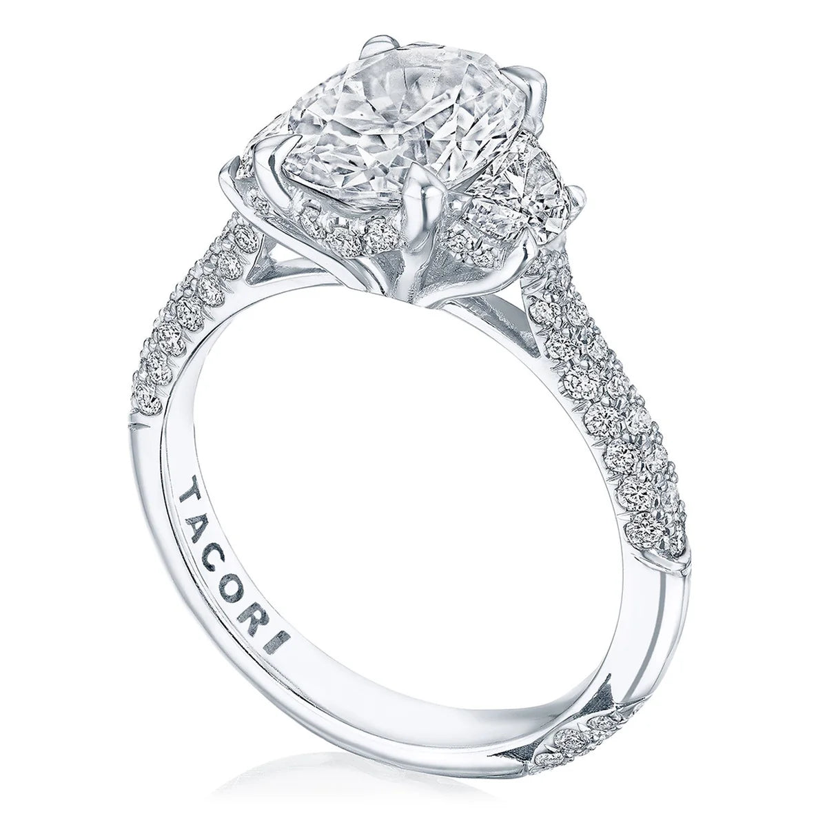 Tacori Engagement Engagement Ring Tacori Platinum Oval Three-Stone Founder's Collection RoyalT Engagement Ring Style Mounting