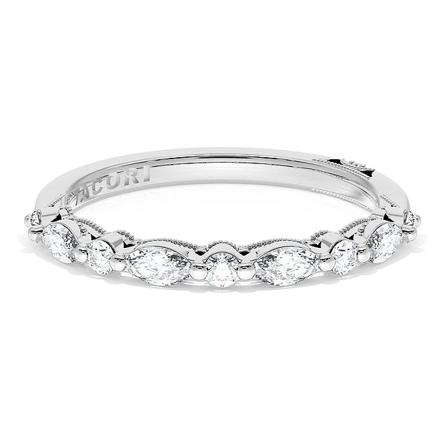 Tacori Wedding Band Tacori 18k White Gold Marquise and Round Diamond Band