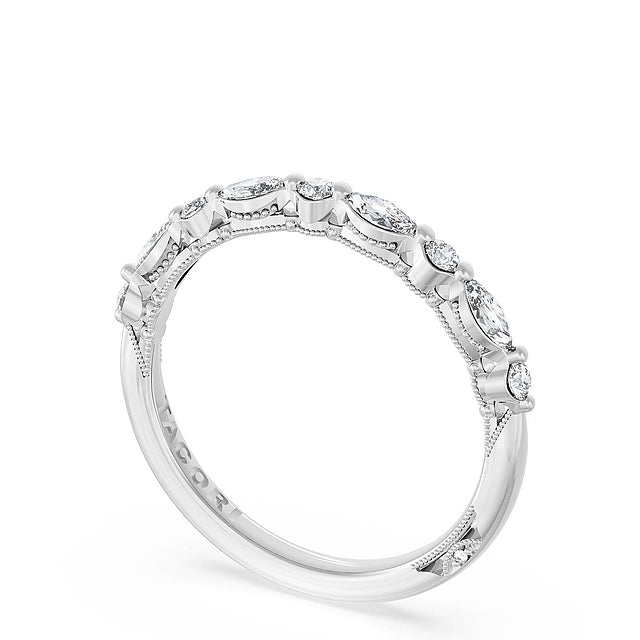 Tacori Wedding Band Tacori 18k White Gold Marquise and Round Diamond Band