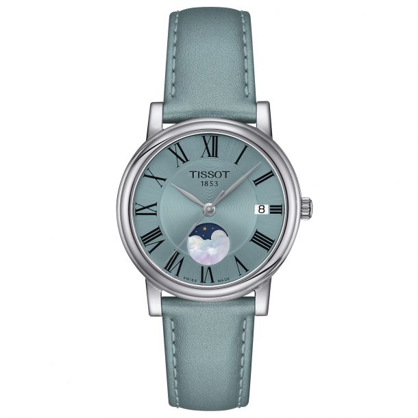 Tissot Watch Tissot Quartz Carson Premium Lady Moonphase Light Blue Dial, Strap 32mm T1222231635300