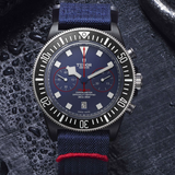 TUDOR Watch Pelagos FXD Chrono, Blue Dial, Blue Fabric Strap (M25807KN-0001)