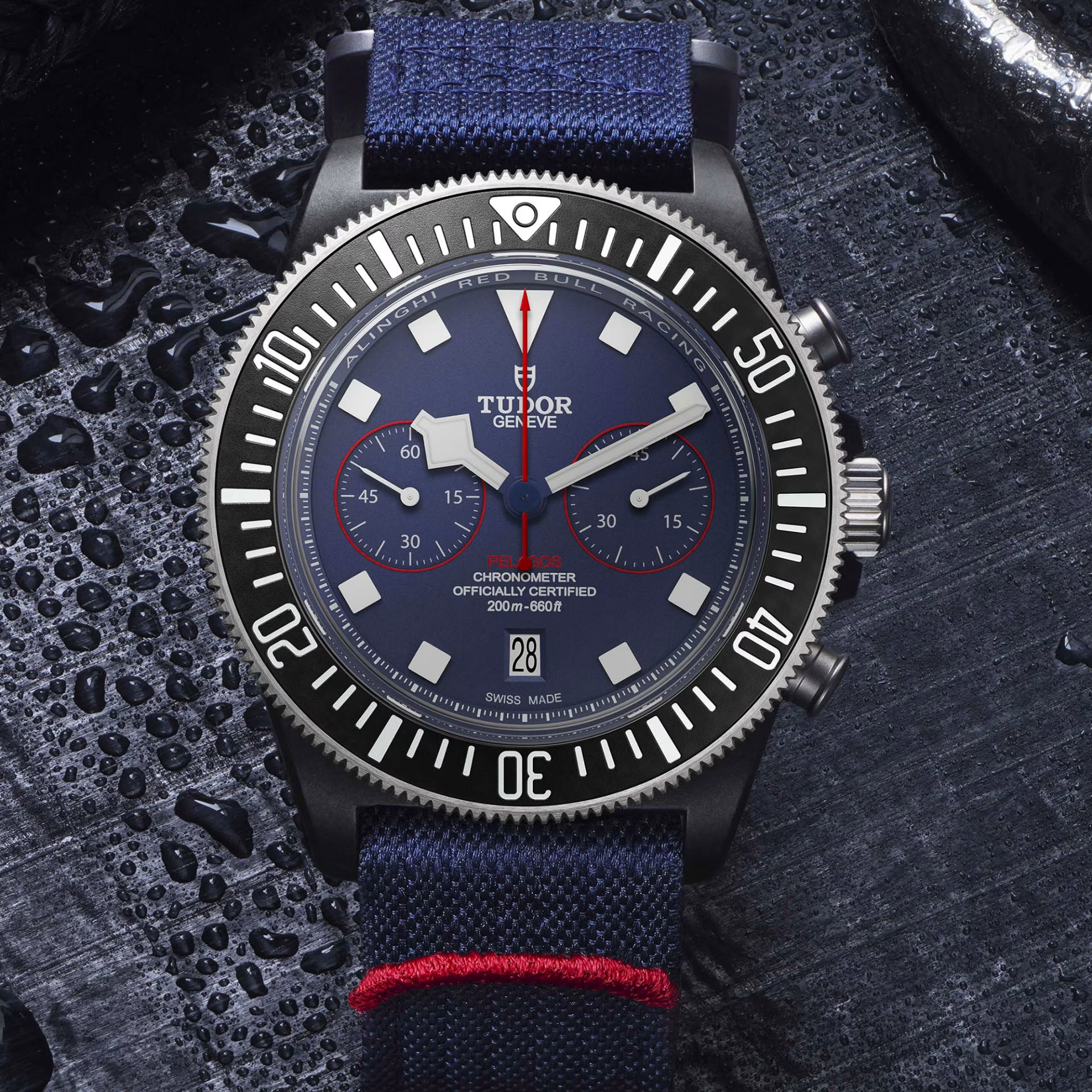 TUDOR Watch Pelagos FXD Chrono, Blue Dial, Blue Fabric Strap (M25807KN-0001)