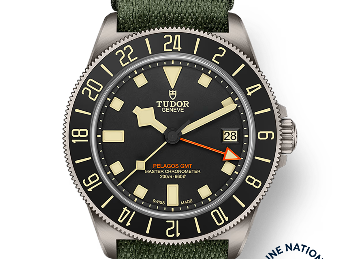TUDOR Watch Pelagos FXD GMT, Black Dial, Green Fabric Strap (M2542G257NU-0002)