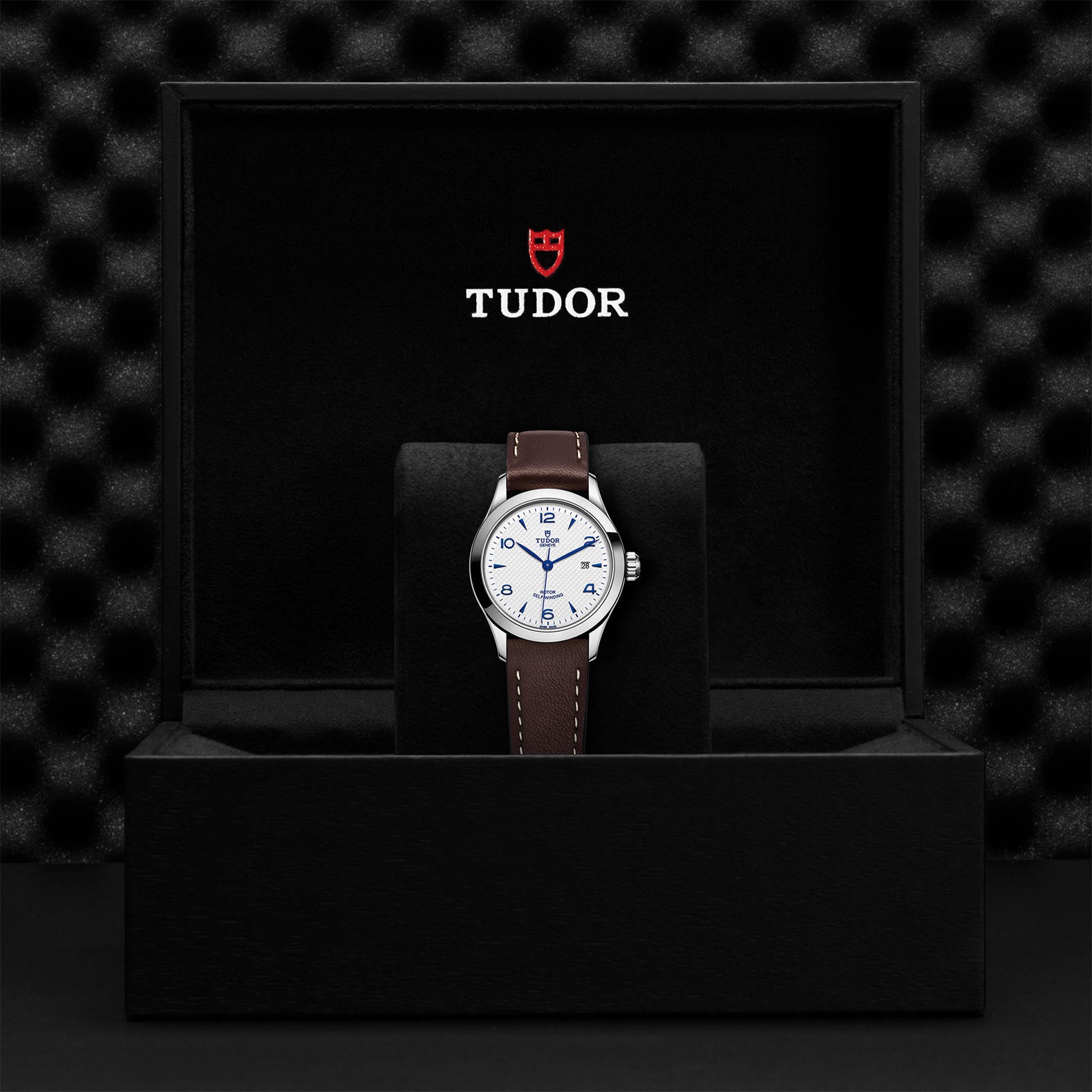 TUDOR Watch TUDOR 1926 28mm Steel Case, Opaline and Blue Dial, Leather Strap (M91350-0010)