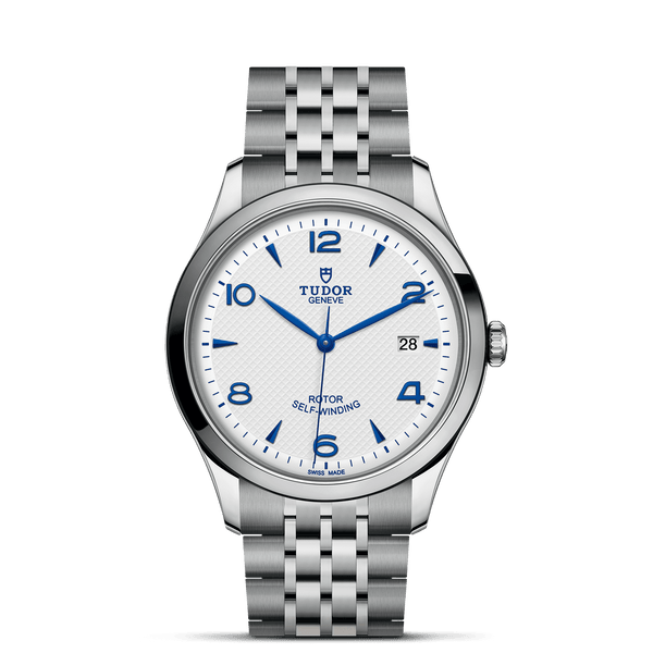 TUDOR 1926 41mm Case, White Opaline and Blue Dial, Steel Bracelet