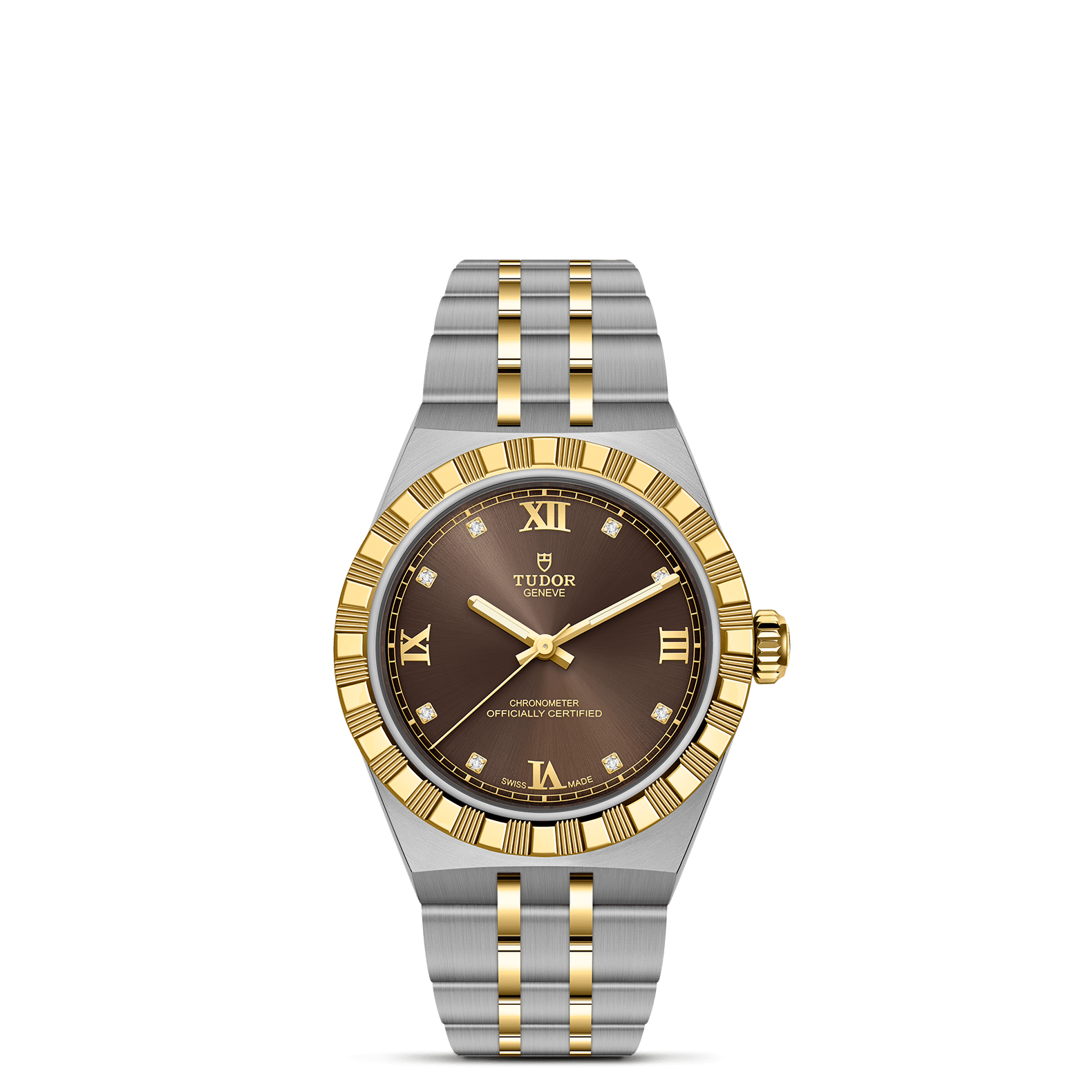TUDOR Watch TUDOR 30mm TUDOR Royal Brown Diamond Dial, Gold and Steel Bracelet (M2830A1A3-0001)
