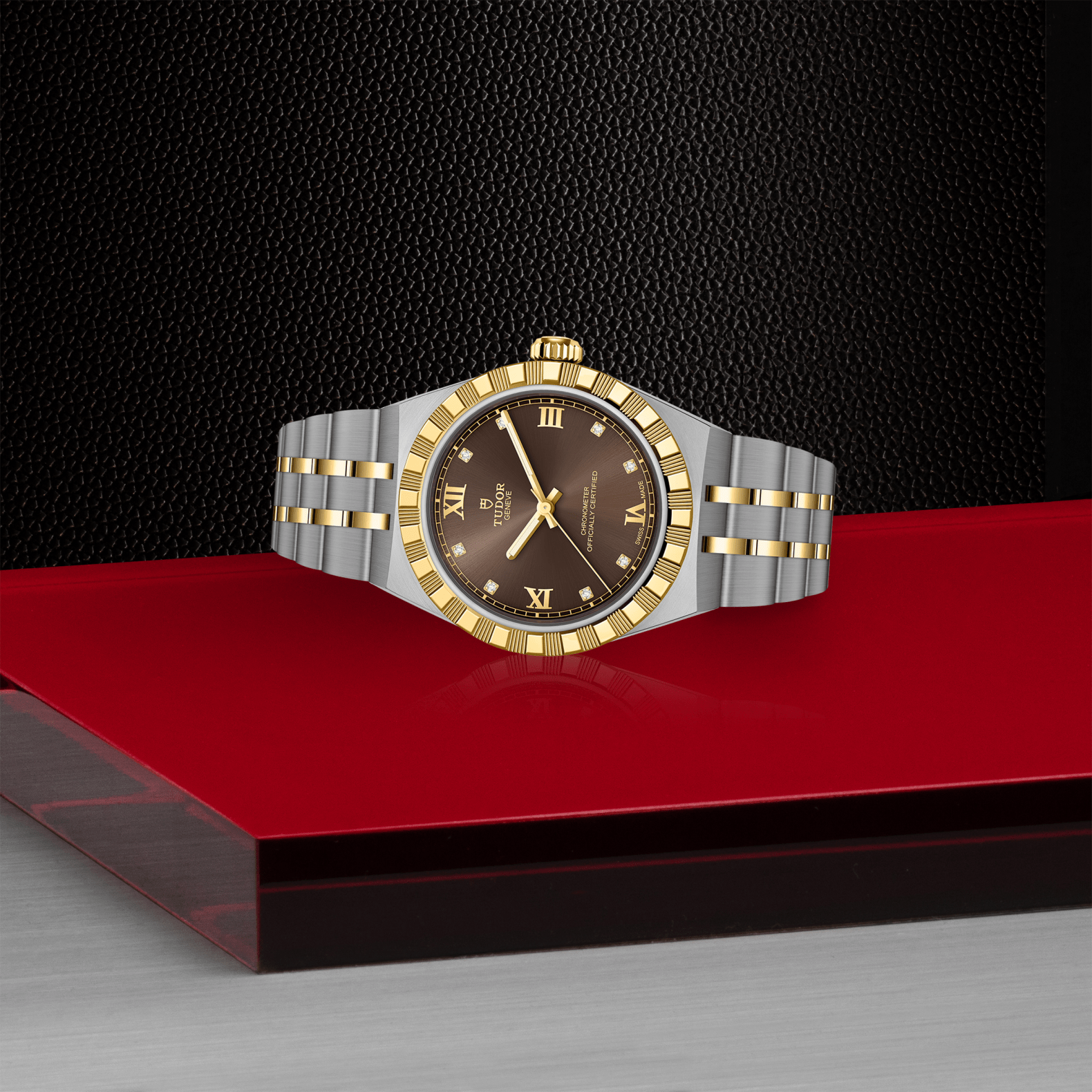 TUDOR Watch TUDOR 30mm TUDOR Royal Brown Diamond Dial, Gold and Steel Bracelet (M2830A1A3-0001)