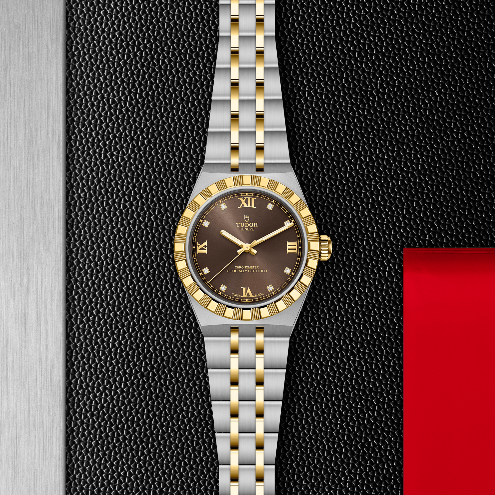 TUDOR Watch TUDOR 30mm TUDOR Royal Brown Diamond Dial, Gold and Steel Bracelet (M2830A1A3-0001)