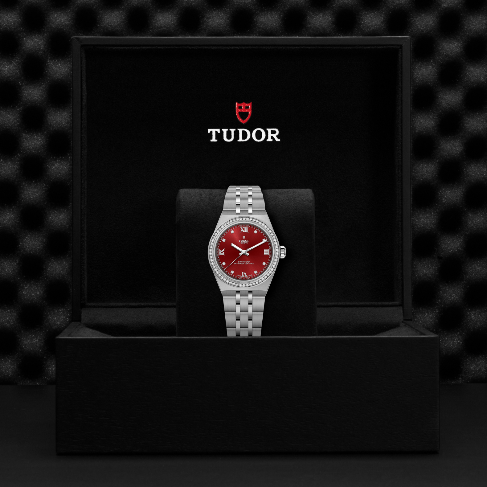TUDOR Watch TUDOR 30mm TUDOR Royal Burgundy Diamond Dial, Stainless Steel Bracelet (M2830A1S0-0002)