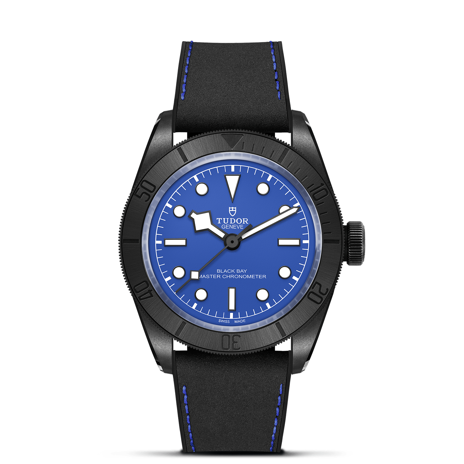 TUDOR Watch TUDOR 41mm Black Bay Ceramic, Blue Dial, Hybrid Leather Rubber Strap (M79210CNU-0007)