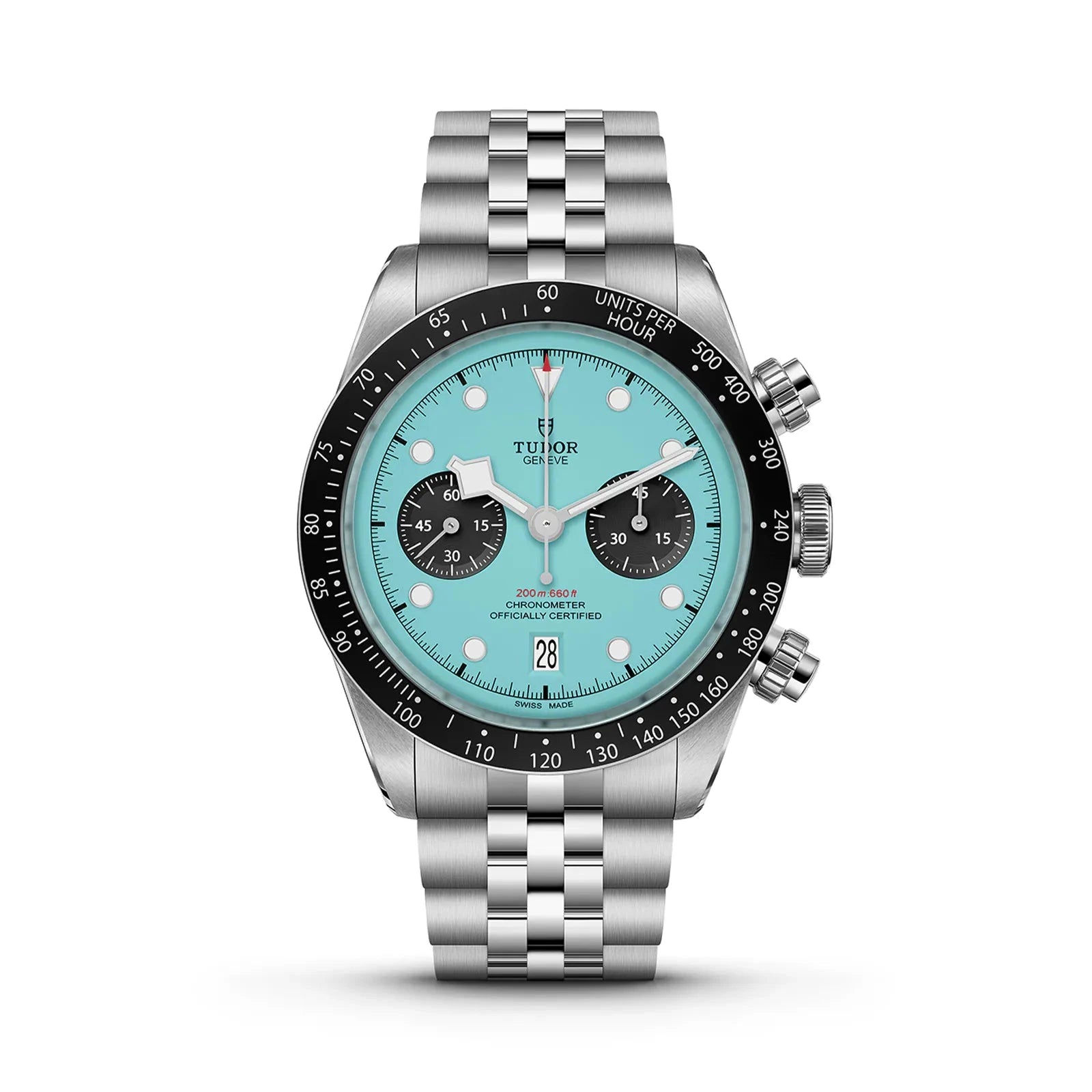 TUDOR Watch TUDOR 41mm Black Bay Chrono, Turquoise Dial, Stainless Steel Bracelet (M79360N-0024)