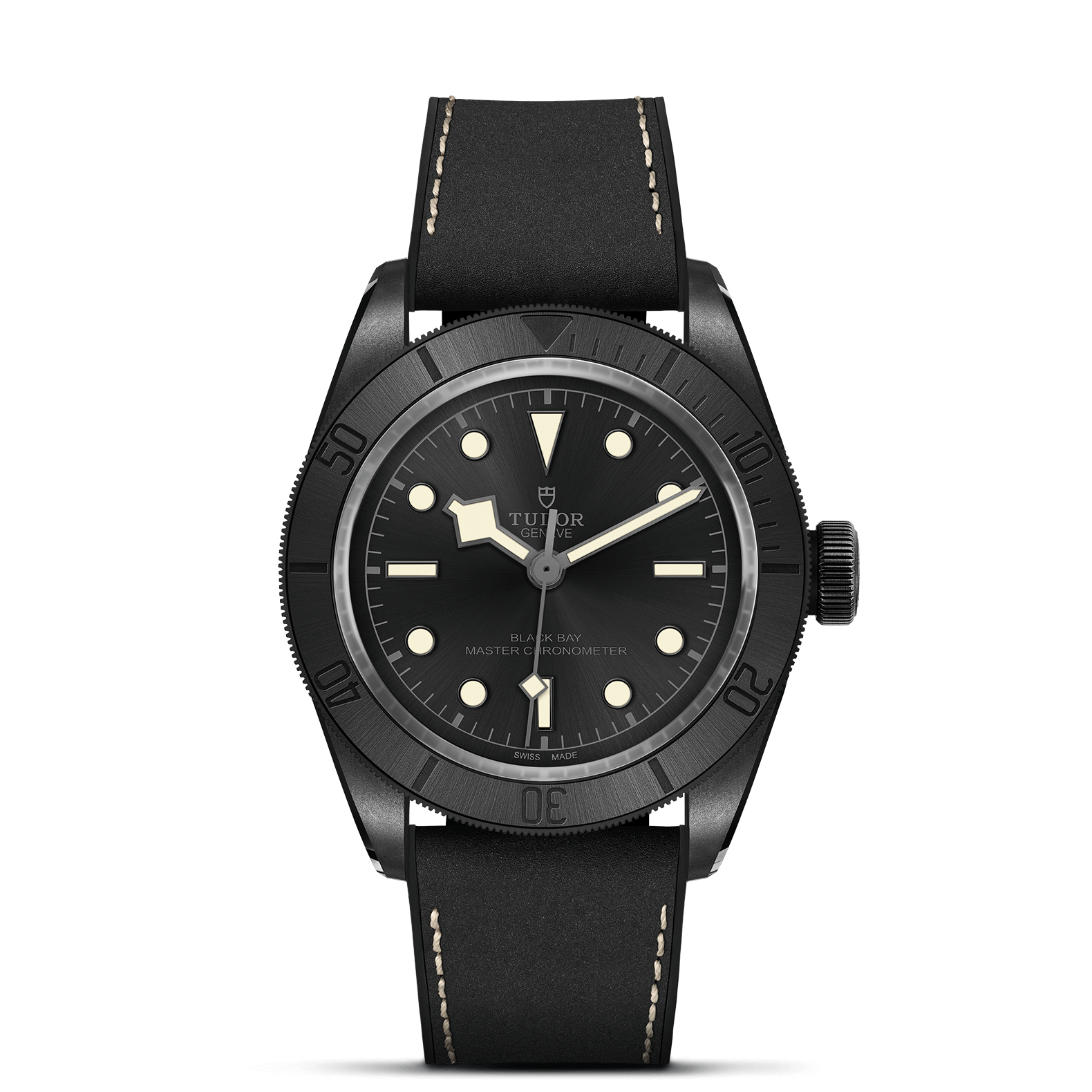 TUDOR Watch TUDOR Black Bay 41mm Ceramic Case, Hybrid Leather and Rubber Strap (M79210CNU-0001)