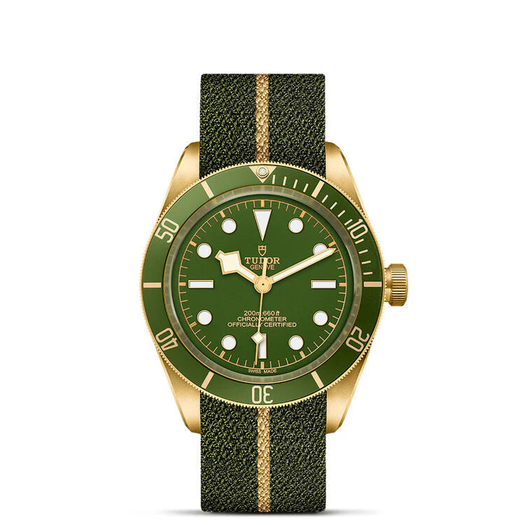 TUDOR Watch TUDOR Black Bay 58 18K 39mm Yellow Gold Case, Green Dial, Brown Alligator Strap (M79018V-0001)