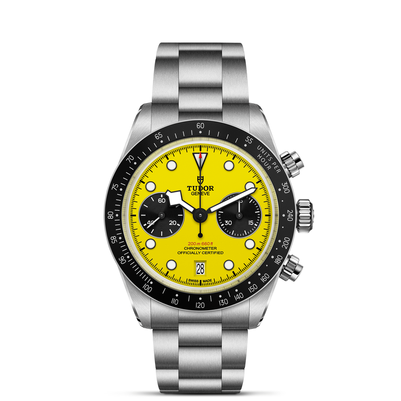TUDOR Watch TUDOR Black Bay Chrono 39, Yellow Dial, Stainless Steel Bracelet (M79310N-0001)