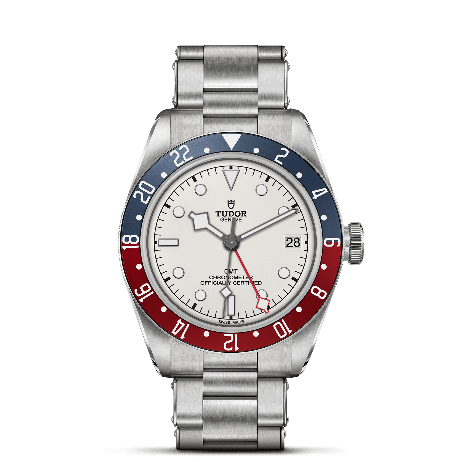 TUDOR Watch TUDOR Black Bay GMT 41mm Case, White Opaline Dial, Steel Bracelet (M79830RB-0010)