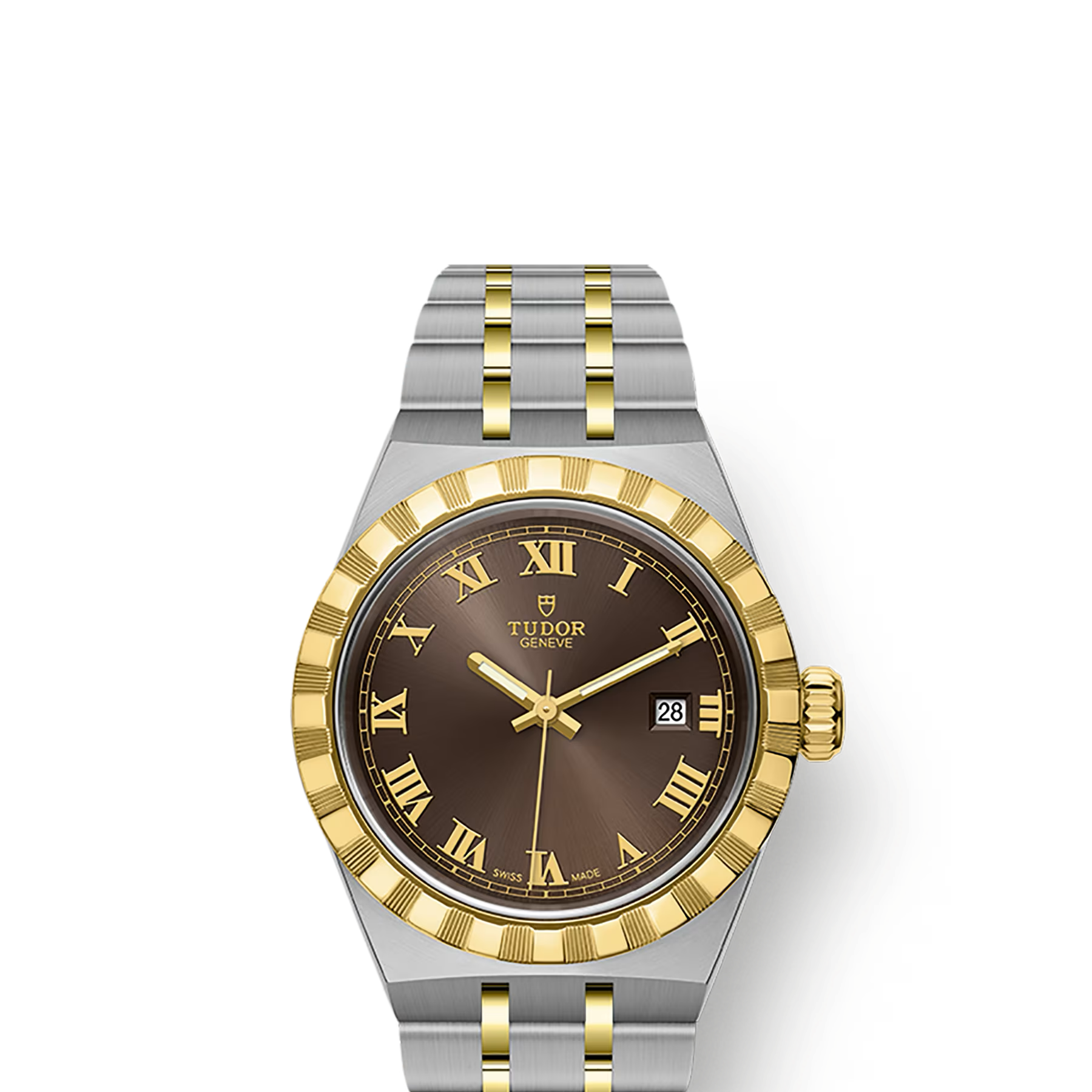 TUDOR Watch TUDOR Royal, 28mm Chocolate Brown Dial, Two-Tone Yellow Gold Bracelet (M28303-0008)