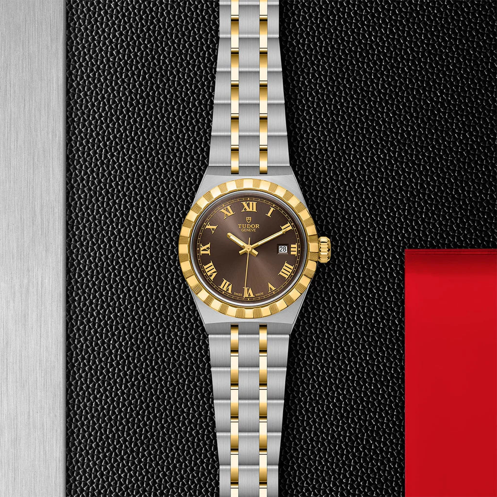 TUDOR Watch TUDOR Royal, 28mm Chocolate Brown Dial, Two-Tone Yellow Gold Bracelet (M28303-0008)