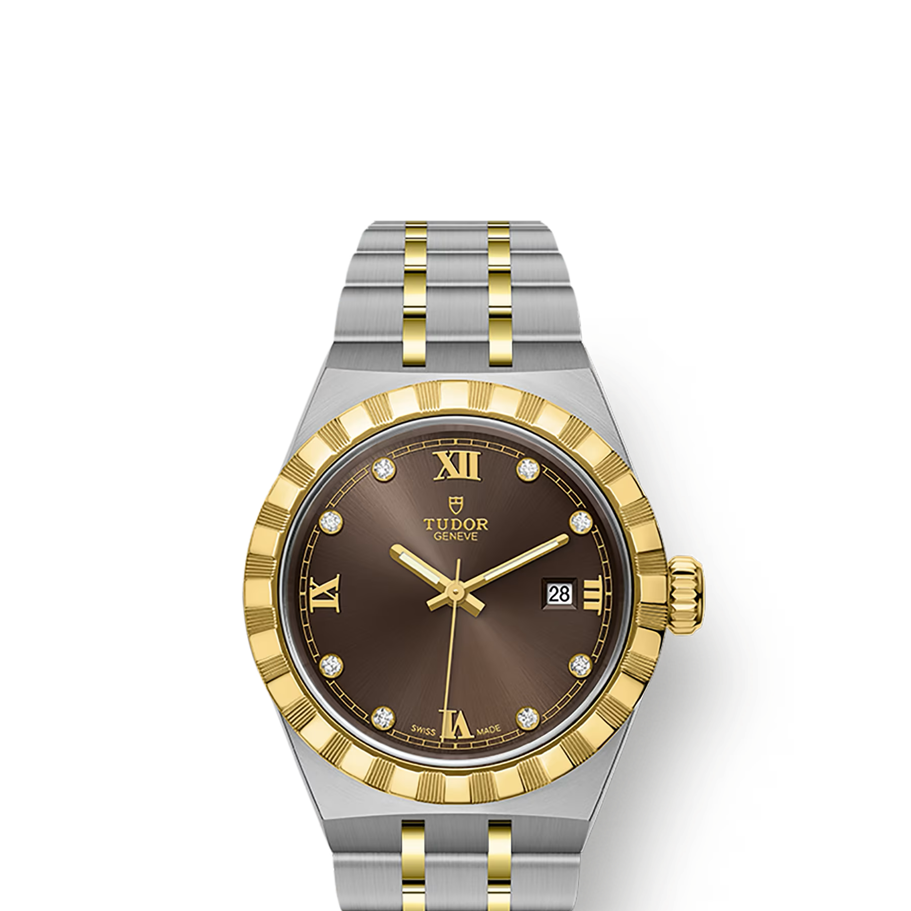 TUDOR Watch TUDOR Royal, 28mm Chocolate Brown Diamond Dial, Two-Tone Yellow Gold Bracelet (M28303-0009)