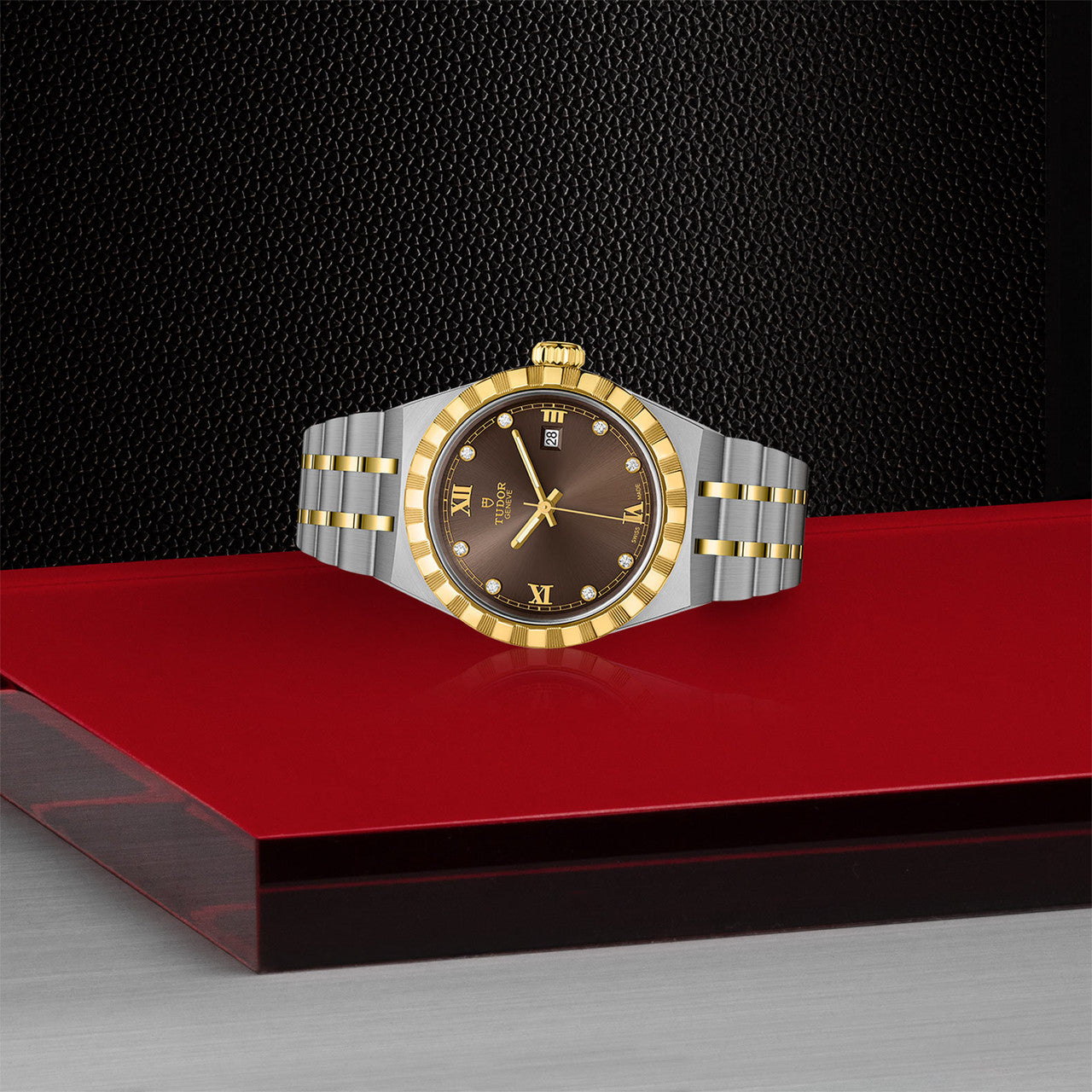 TUDOR Watch TUDOR Royal, 28mm Chocolate Brown Diamond Dial, Two-Tone Yellow Gold Bracelet (M28303-0009)