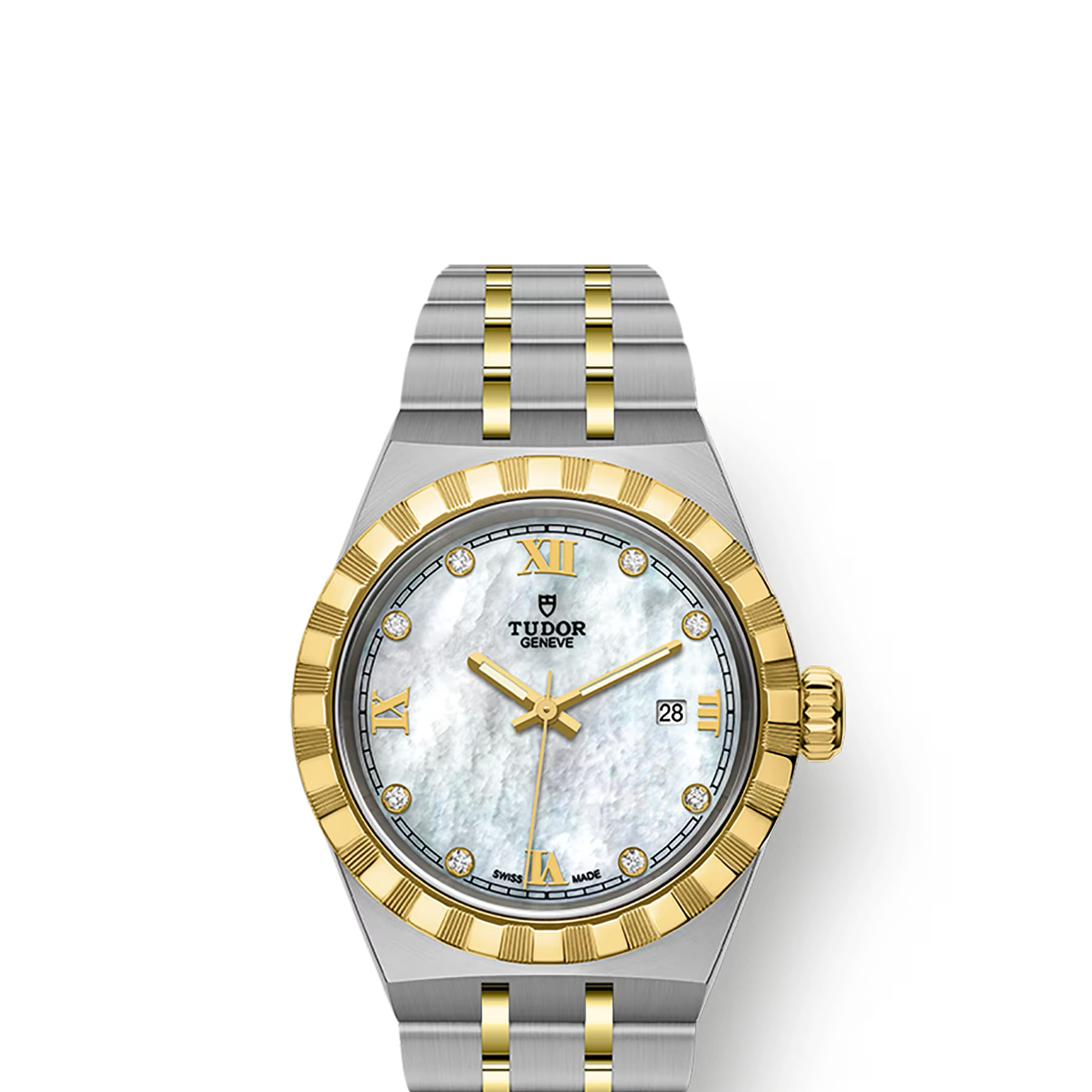 TUDOR Watch TUDOR Royal, 28mm White Mother-of-Pearl Dial, Two-Tone Yellow Gold Bracelet (M28303-0007)
