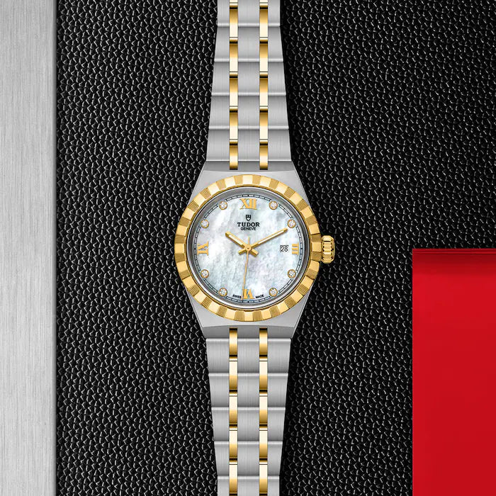 TUDOR Watch TUDOR Royal, 28mm White Mother-of-Pearl Dial, Two-Tone Yellow Gold Bracelet (M28303-0007)