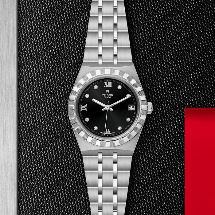 TUDOR Watch TUDOR Royal, 34mm Black Diamond Dial, Stainless Steel Bracelet (M28400-0004)